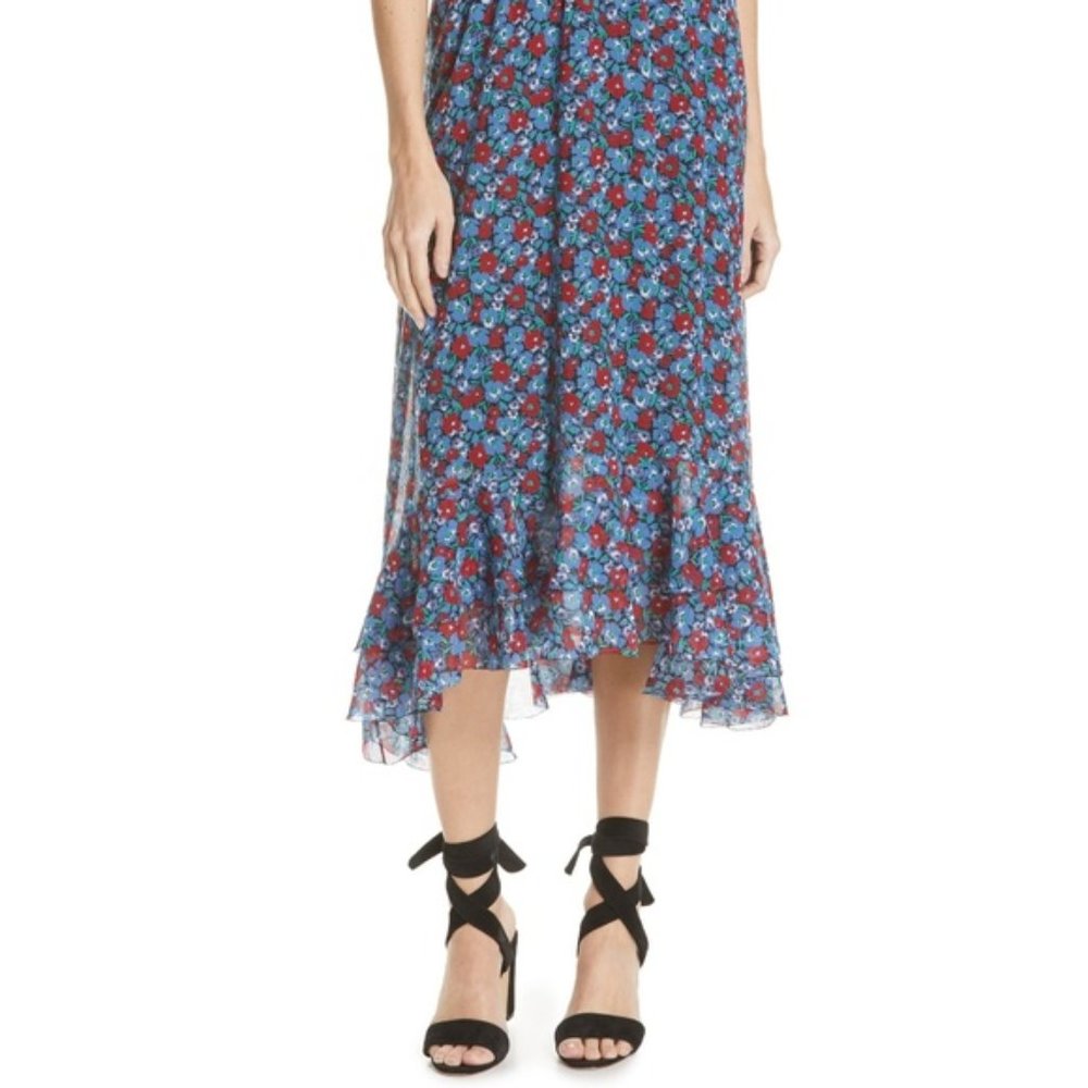 Robert Rodriguez 10 Cotton Silk Floral Print Midi Dress - Picture 8 of 11